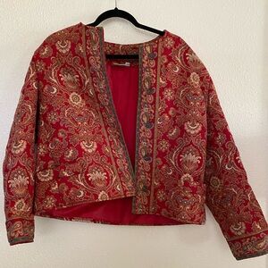 Vera Bradley Red Floral Brocade Jacket